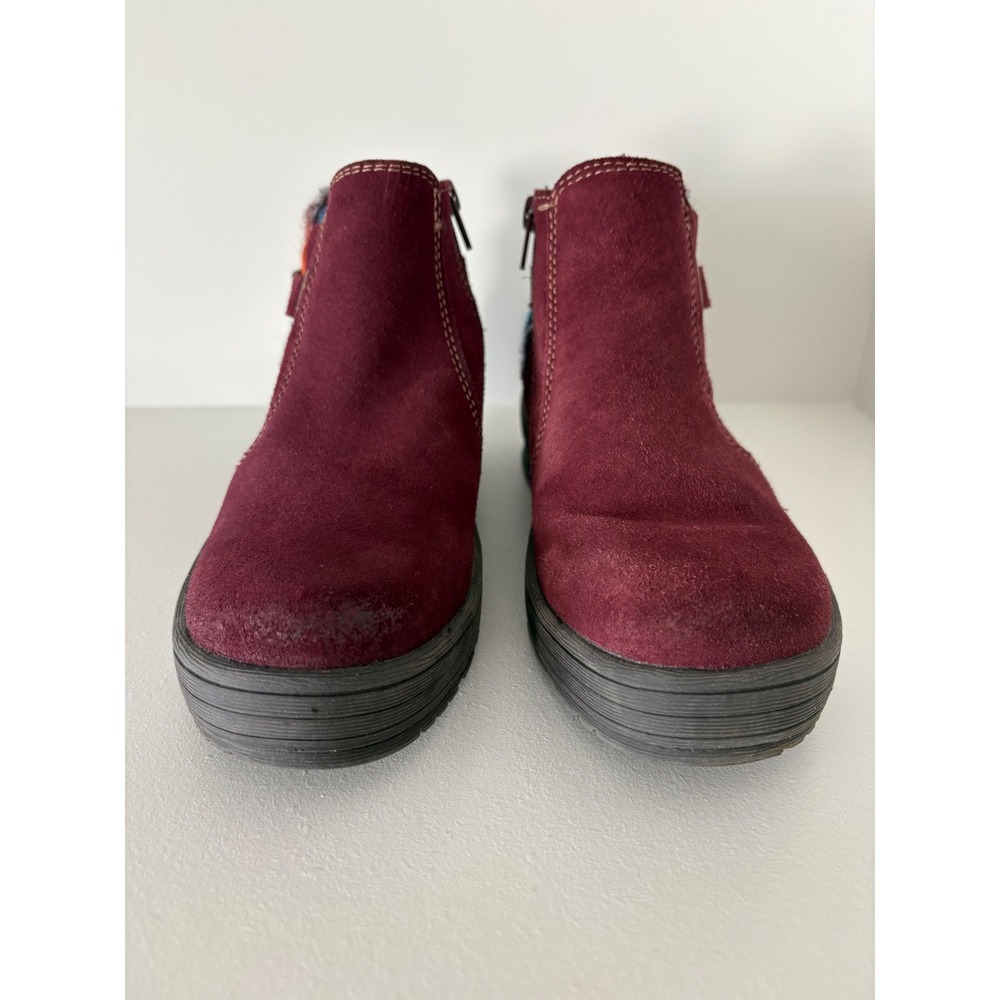 Earth Origins Tate Burgundy Suede Knit Collar Ankle Boots Womens 7M 2011F Camp - Picture 2 of 8